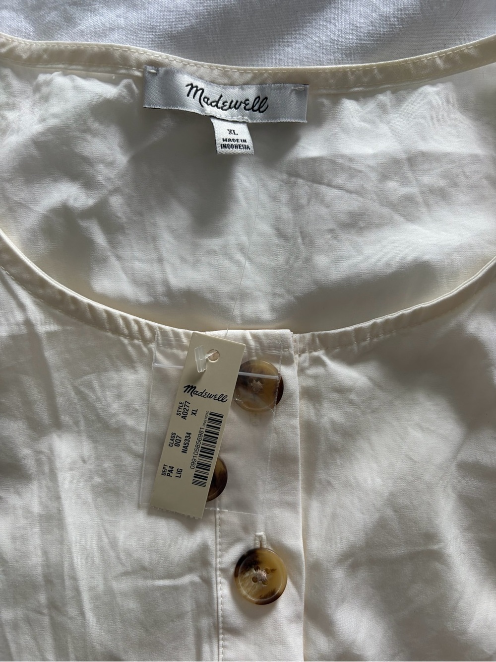 Madewell Women’s Off-White 100% Cotton Short-Sleeve Tiered Mini Dress XL NWT - Picture 11 of 14